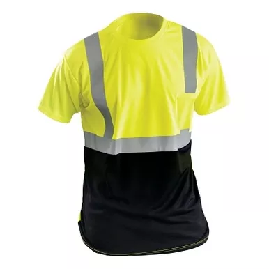 OccuNomix TSHIRT SS BIRDSEYE SILVER TAPE POCKET CL2 YEL L (1 EA / EA)
