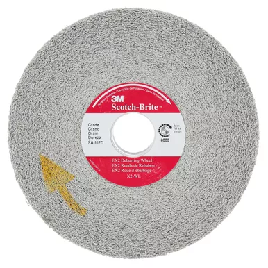 Scotch-Brite™ EX2 Deburring Wheel, X2-WL, 8A Medium, 8 in x 2 in x 3 in, 2 ea/Case - 7000120787